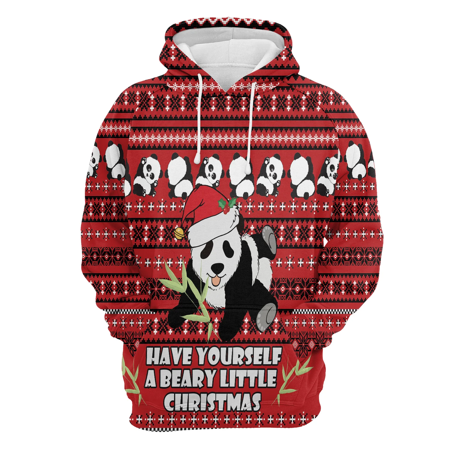 Panda Christmas Pattern Pullover Premium Hoodie, Perfect Outfit For Men And Women On Christmas New Year Autumn Winter