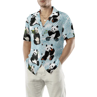 Panda On Palm Leaves Hawaiian Shirt, Tropical Summer Panda Aloha Shirt For Men - Perfect Gift For Panda Lovers, Husband, Boyfriend, Friend, Family - Image 6