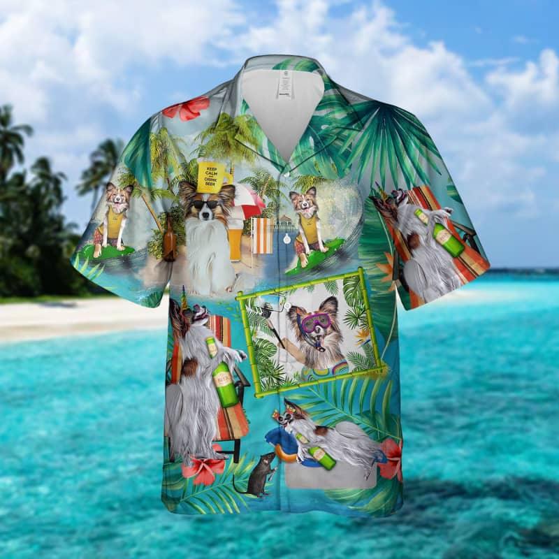 Papillon Dog Hawaiian Shirt, Papillon Surfing, Tropical Summer Aloha Shirt For Men - Perfect Gift For Papillon Dog Lovers, Friend, Family - Image 2