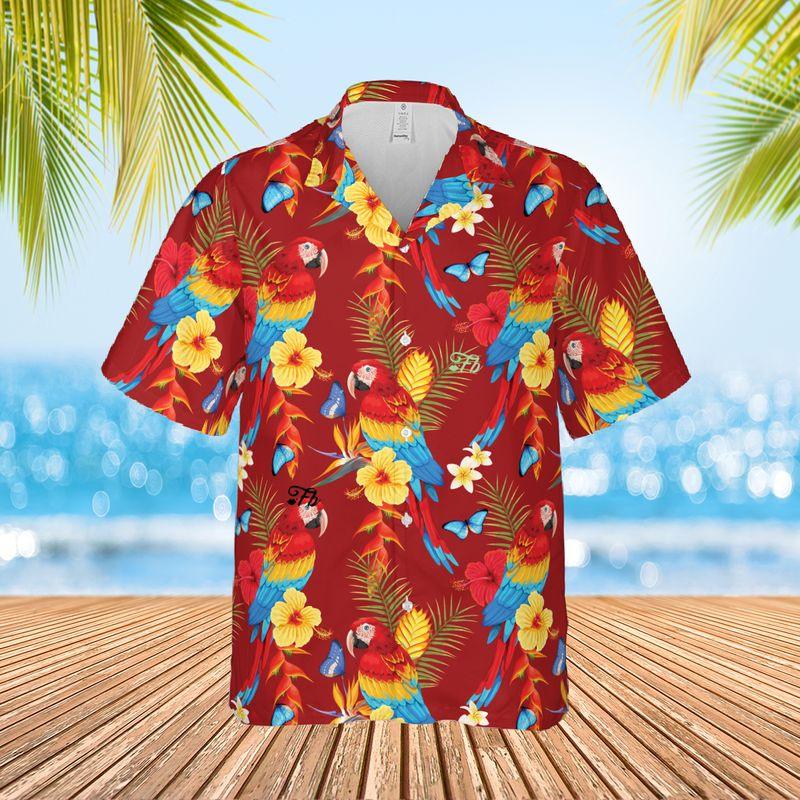 Parrot Aloha Hawaiian Shirts For Summer - Colorful Leaves Pattern Hawaiian Set Holiday Outfits For Men Women - Gift For Friend, Family, Parrot Lovers - Image 2