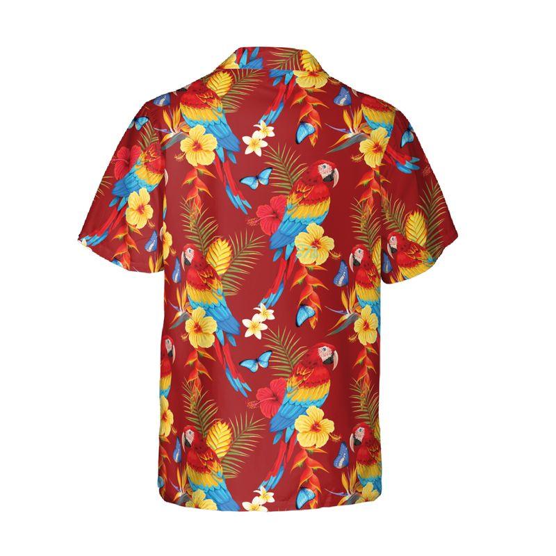 Parrot Aloha Hawaiian Shirts For Summer - Colorful Leaves Pattern Hawaiian Set Holiday Outfits For Men Women - Gift For Friend, Family, Parrot Lovers - Image 4