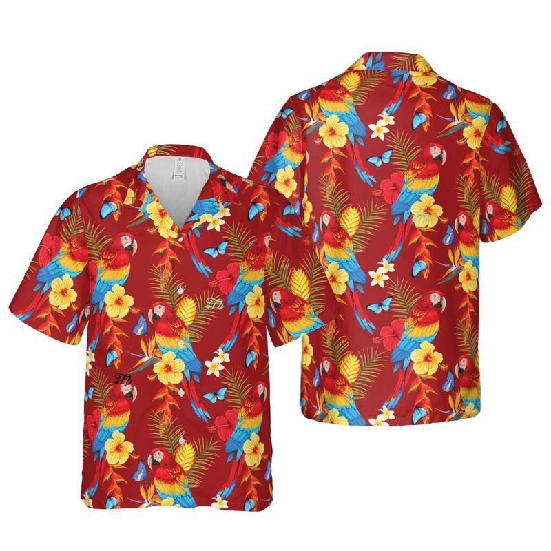 Parrot Aloha Hawaiian Shirts For Summer - Colorful Leaves Pattern Hawaiian Set Holiday Outfits For Men Women - Gift For Friend, Family, Parrot Lovers - Image 5