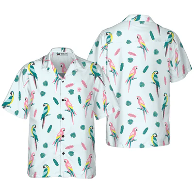 Parrot And Exotic Leaves Hawaiian Shirt, Tropical Leaves Aloha Shirt For Men - Perfect Gift For Men, Husband, Boyfriend, Friend, Family