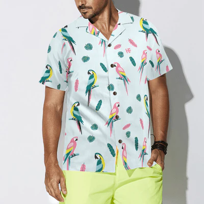 Parrot And Exotic Leaves Hawaiian Shirt, Tropical Leaves Aloha Shirt For Men - Perfect Gift For Men, Husband, Boyfriend, Friend, Family - Image 4