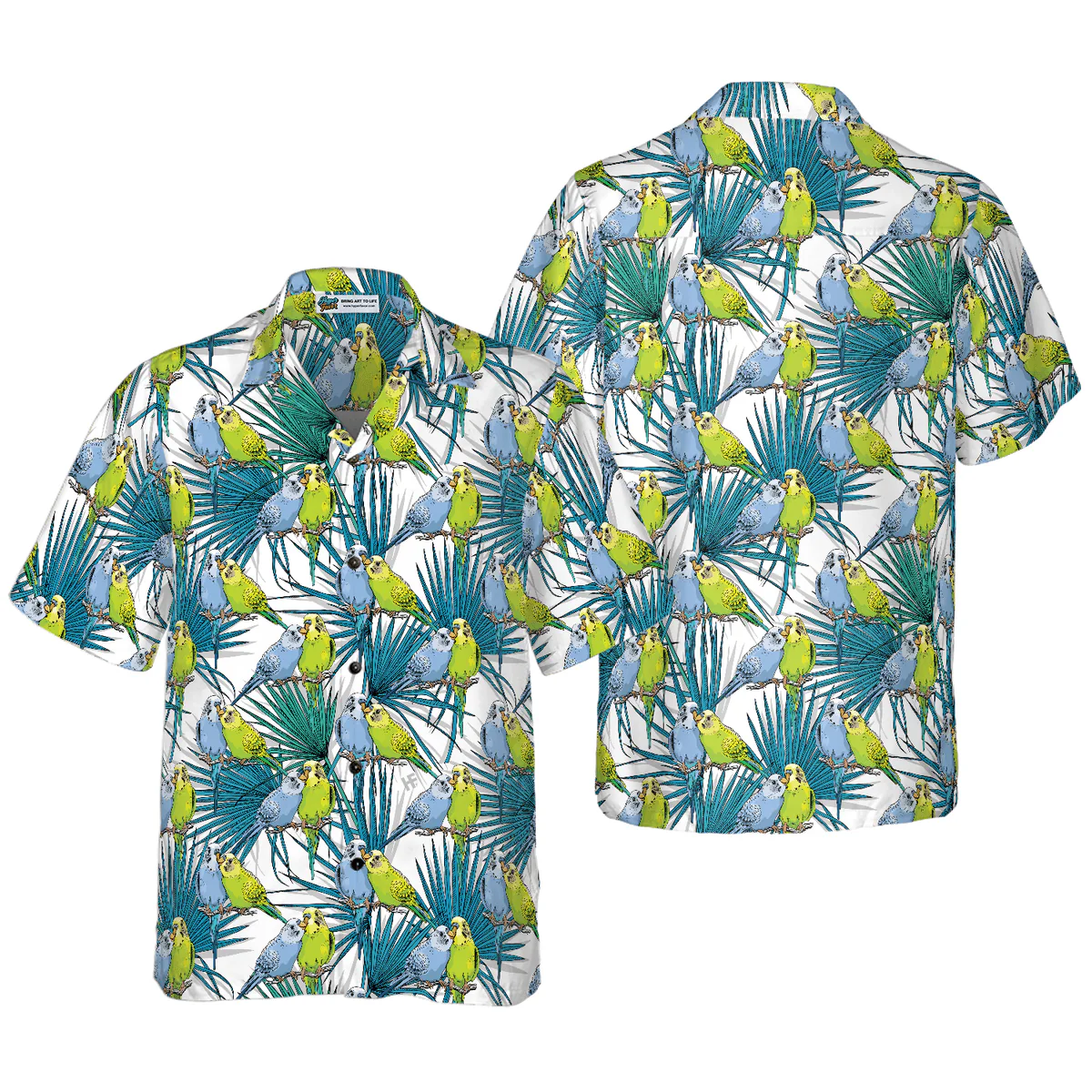 Parrot Hawaiian Shirt, Little Green Parrot, Tropical Leaves Aloha Shirt For Men - Perfect Gift For Husband, Boyfriend, Friend, Family