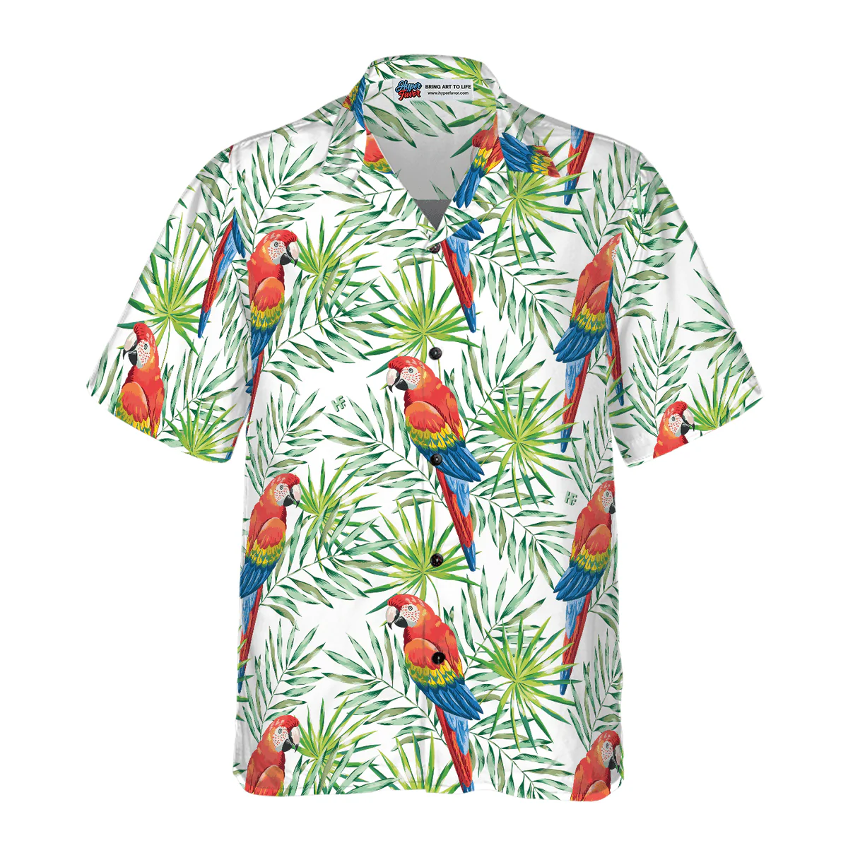 Parrot Hawaiian Shirt, Macaw Parrots, Green Palm Leaves Aloha Shirt For Men - Perfect Gift For Husband, Boyfriend, Friend, Family - Image 2