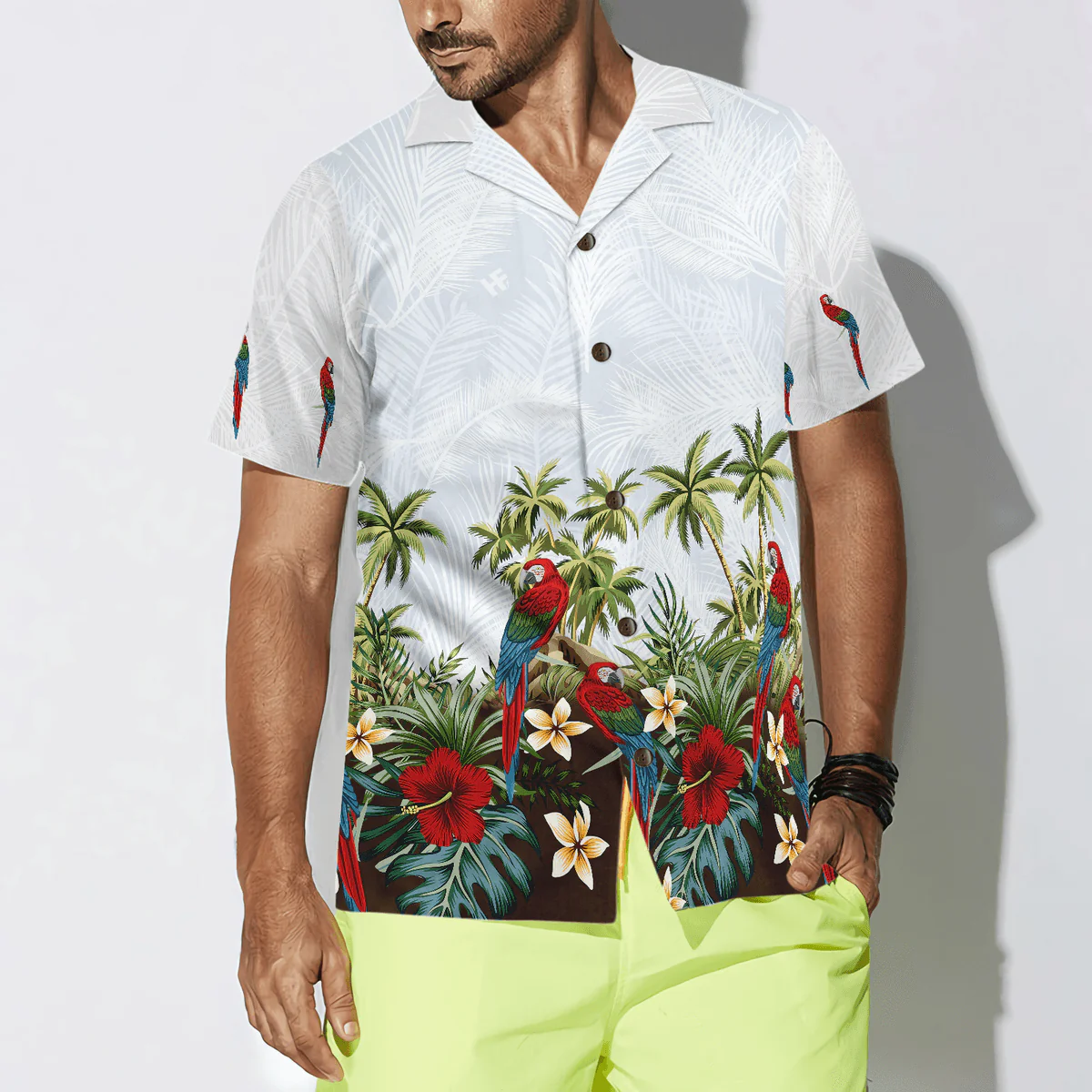 Parrot Hawaiian Shirt, Tropical Island Parrot Aloha Shirt For Men - Perfect Gift For Husband, Boyfriend, Friend, Family - Image 4