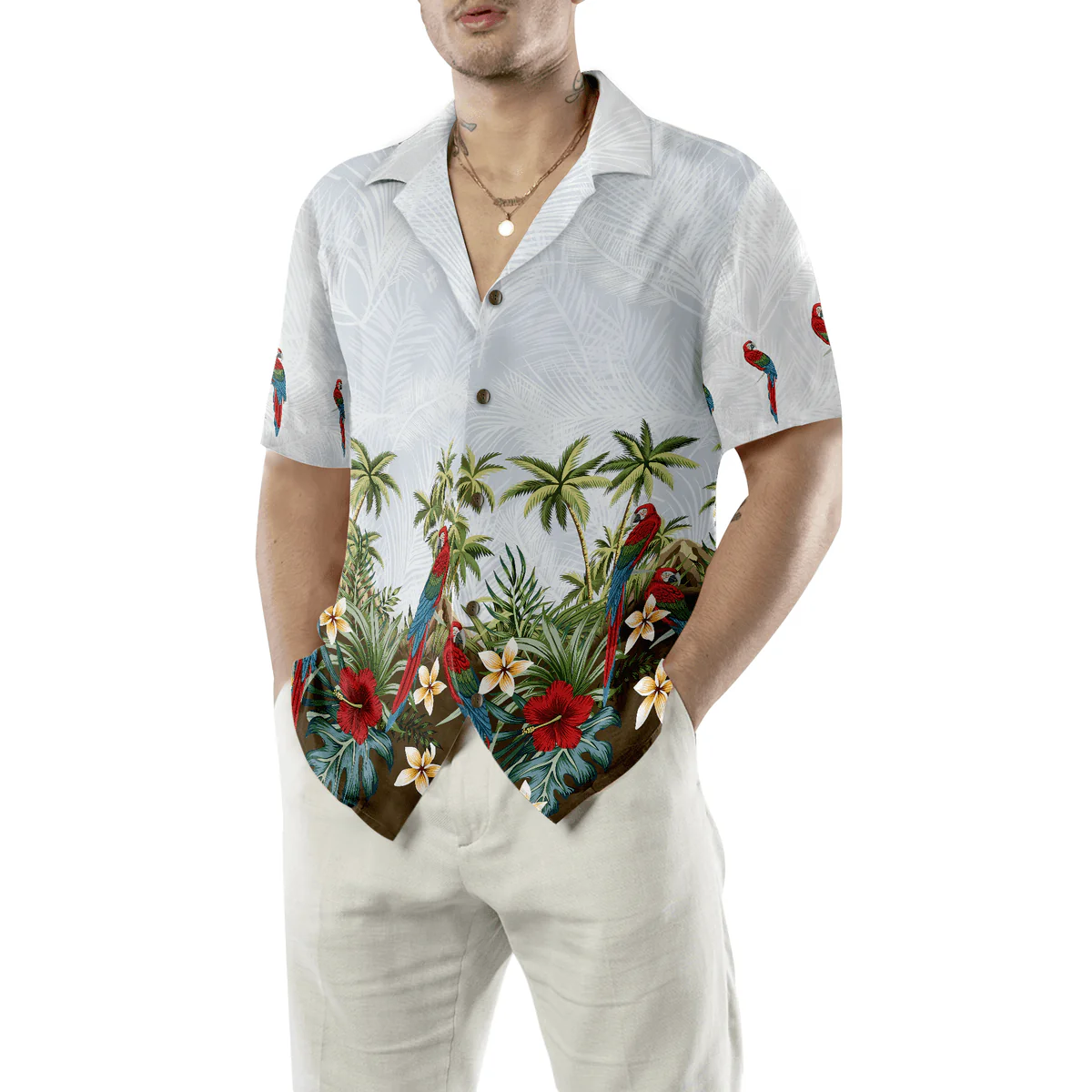 Parrot Hawaiian Shirt, Tropical Island Parrot Aloha Shirt For Men - Perfect Gift For Husband, Boyfriend, Friend, Family - Image 5