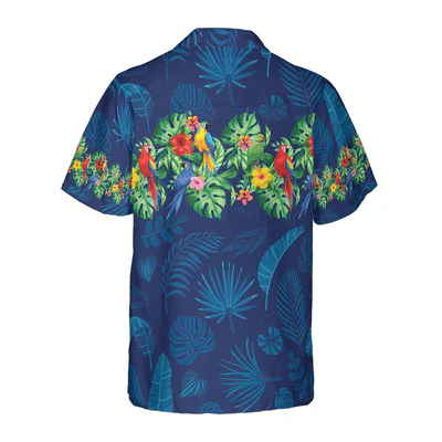 Parrot Hawaiian Shirt, Tropical Leaves, Tropical Flowers Aloha Shirt For Men - Perfect Gift For Husband, Boyfriend, Friend, Family - Image 3