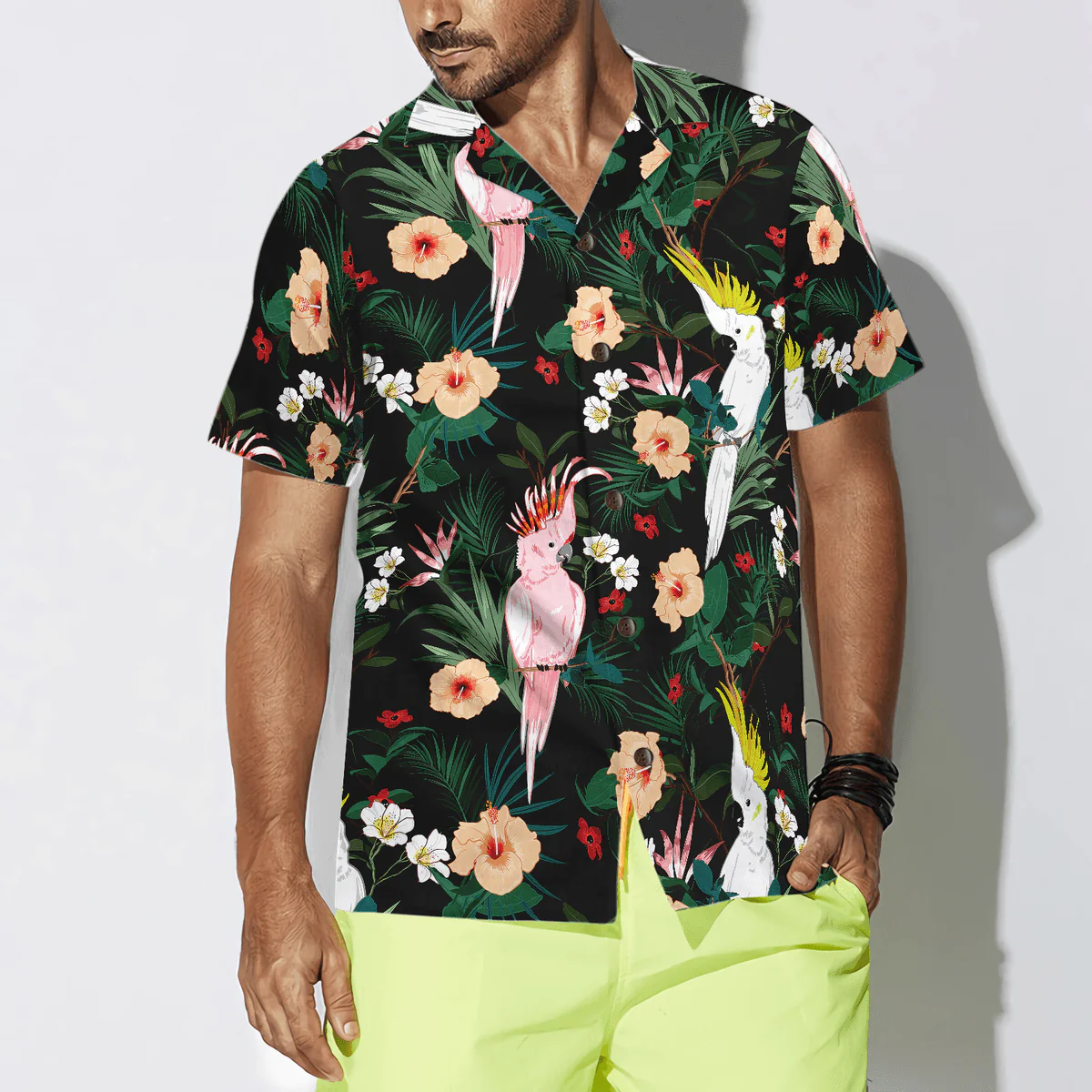 Parrot Hawaiian Shirt, Parrots In The Tropical Forest Aloha Shirt For Men - Perfect Gift For Husband, Boyfriend, Friend, Family - Image 4
