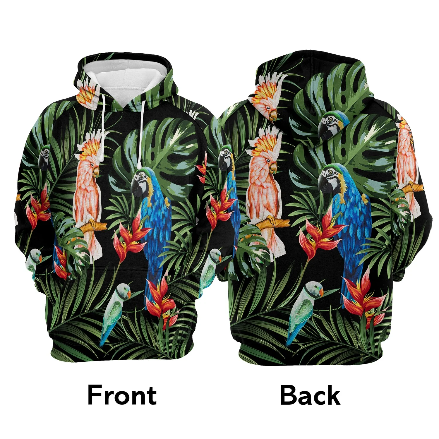 Parrots Tropical Pullover Premium Hoodie, Perfect Outfit For Men And Women On Christmas New Year Autumn Winter - Image 2