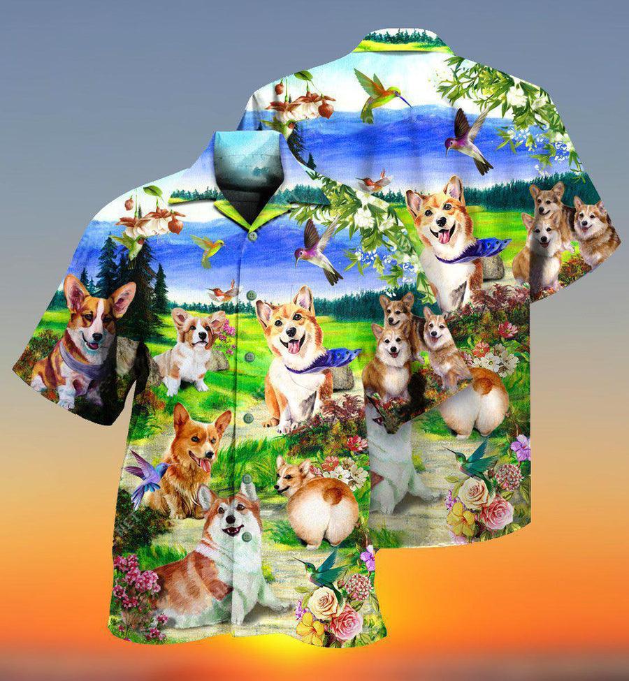 Pembroke Welsh Corgi Dog Aloha Hawaiian Shirt For Summer, Life Is Better With A Corgi Hawaiian Shirt Matching Outfit For Men Women, Dog Lovers, Friends