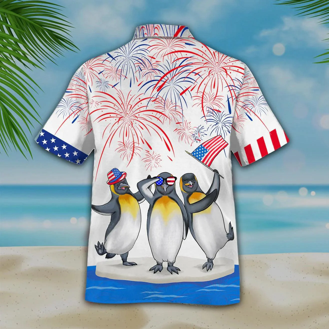 Penguin American Aloha Hawaiian Shirts For Summer, Happy Independence Day Is Coming Aloha Hawaiian Shirt For Men Women, Penguin Lover, Fourth Of July - Image 2