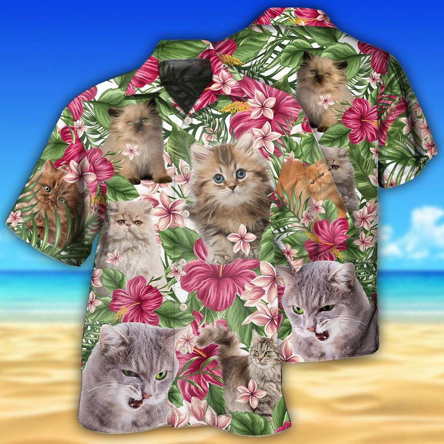 Persian Cat Hawaiian Shirt For Summer, Cat Tropical Floral, Best Colorful Cool Cat Hawaiian Shirts Outfit For Men Women, Friend, Team, Cat Lovers - Image 2