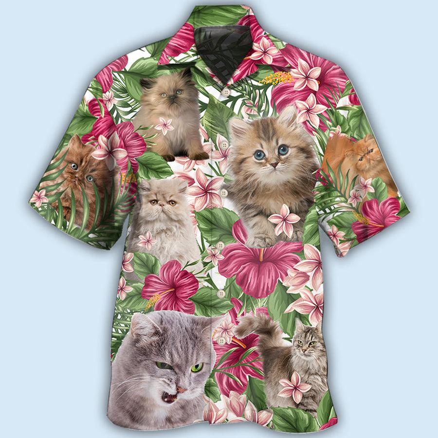 Persian Cat Hawaiian Shirt For Summer, Cat Tropical Floral, Best Colorful Cool Cat Hawaiian Shirts Outfit For Men Women, Friend, Team, Cat Lovers - Image 3