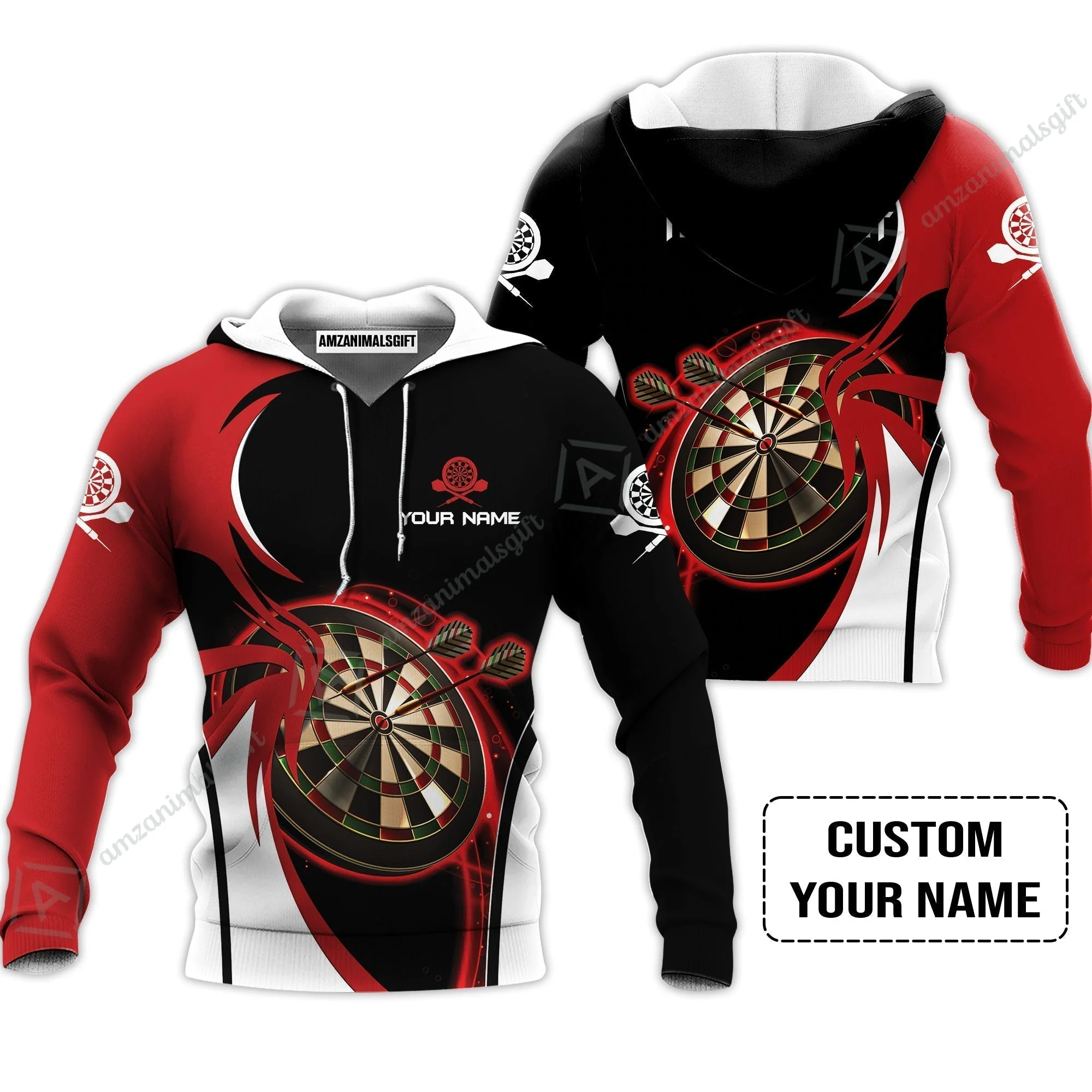 Personalised Darts Hawaiian Shirt, I'D Hit That Darts Red Black Background Custom Name Hawaiian Shirt - Image 4