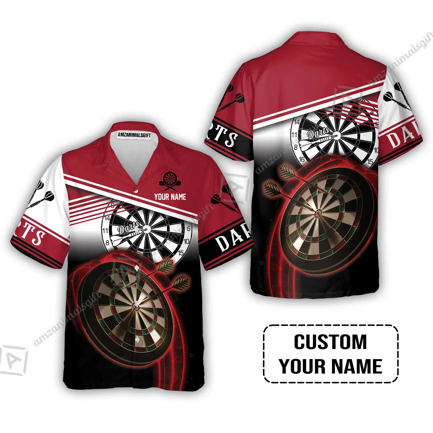 Personalised Darts Sweatshirt, Darts Red Black & White Background Custom Name Sweatshirt - Image 8