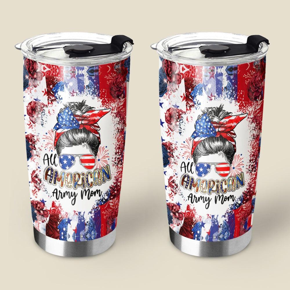 Personalized 4th Of July Tumbler - All American Army Mom US Flag Custom Stainless Steel Tumbler Cup Gift For Independence Day, Family - Image 3