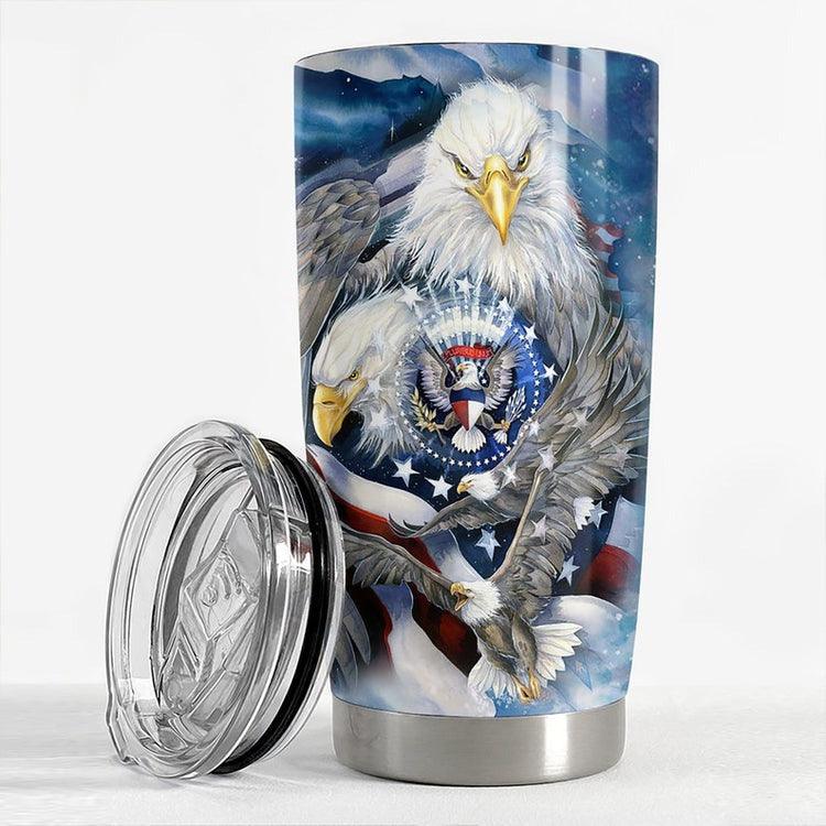 Personalized 4th Of July Tumbler - Eagle American Tumbler Patriotic Custom name Stainless Steel Tumbler Cup Gift For Independence Day, Dad & Son