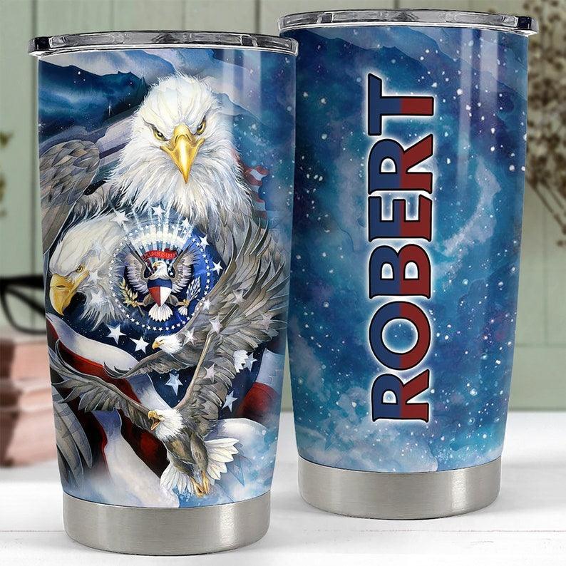 Personalized 4th Of July Tumbler - Eagle American Tumbler Patriotic Custom name Stainless Steel Tumbler Cup Gift For Independence Day, Dad & Son - Image 2