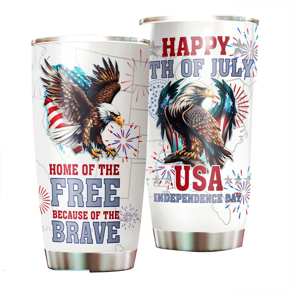Personalized 4th Of July Tumbler - Home Of The Free Because Of The Brave 4th Of July Stainless Steel Tumbler Cup Gift For Dad, Independence Day