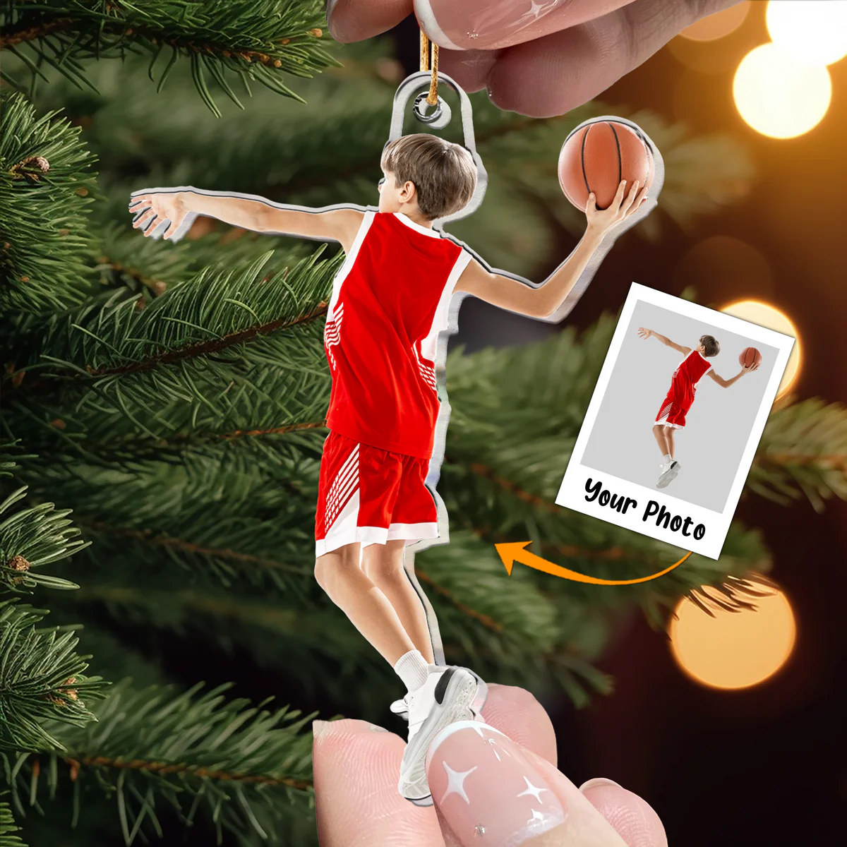 Personalized Acrylic Basketball Photo Ornament, Custom Your Great Moment Of Basketball Acrylic Ornament For Christmas, Perfect Gift For Basketball Lovers - Image 3