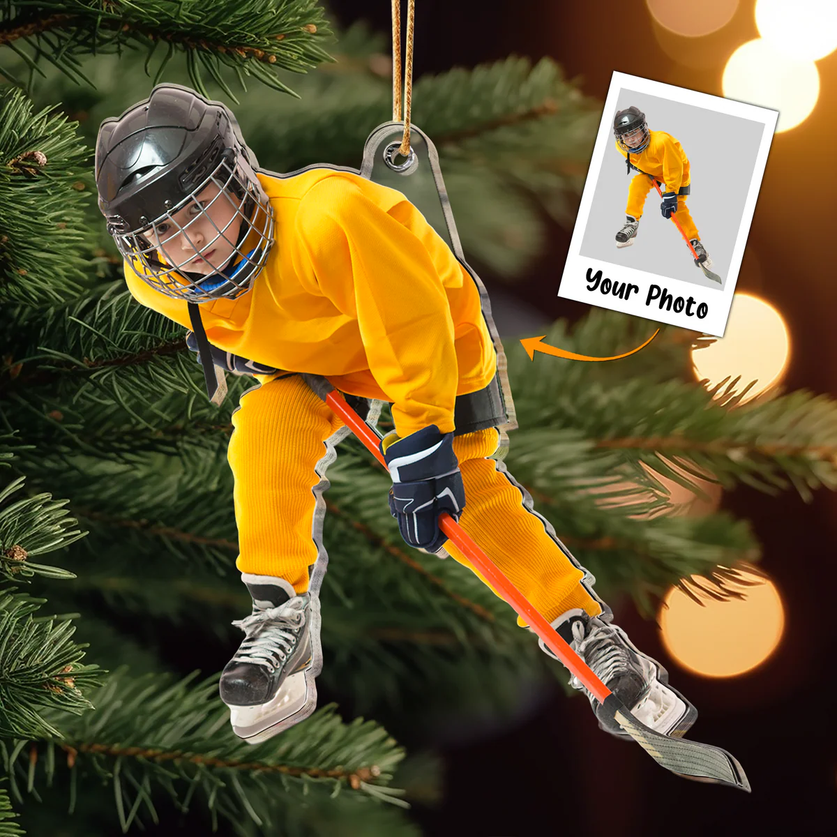 Personalized Acrylic Hockey Photo Ornament, Custom Your Great Moment Of Hockey Acrylic Ornament For Christmas, Perfect Gift For Hockey Lovers - Image 3