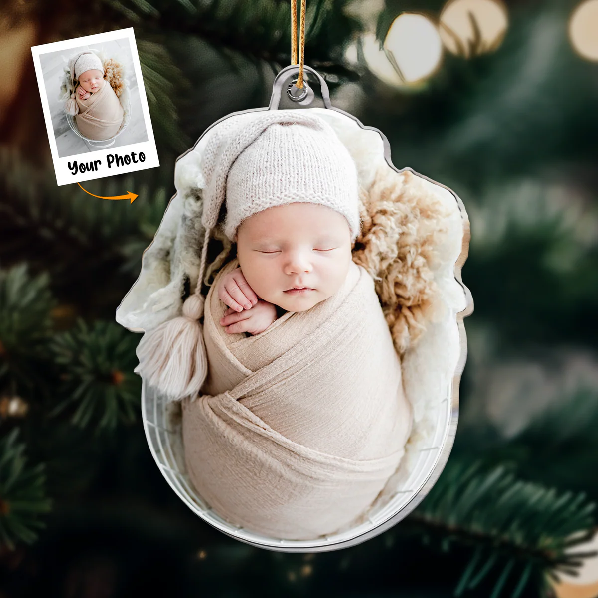 Personalized Acrylic Newborn Baby Photo Ornament, Custom Cute Newborn Baby Photo Acrylic Ornament For Christmas, Perfect Gift For Parents, Family, Christmas - Image 2