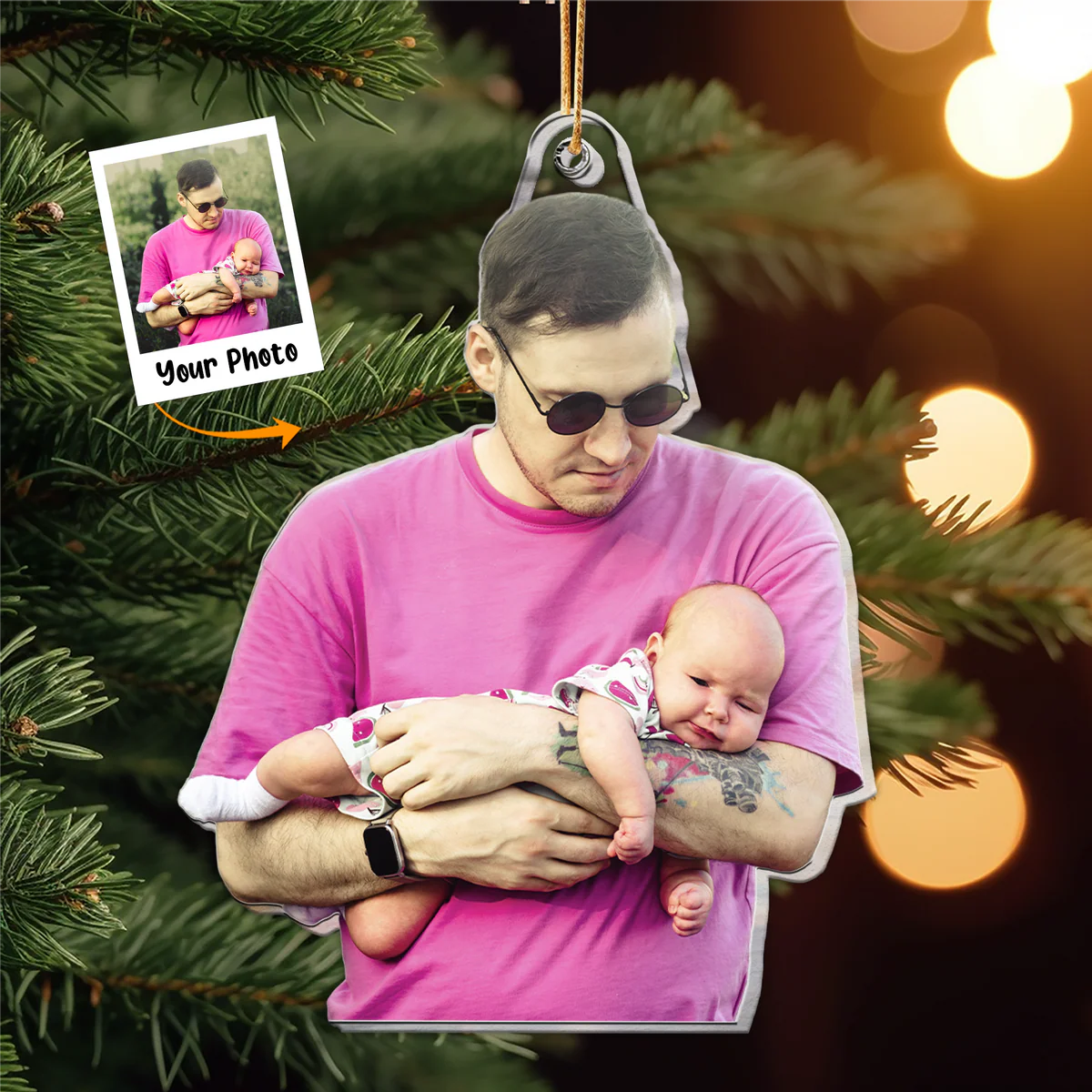 Personalized Acrylic Photo Ornament, Custom Funny Photo Dad & Kid Acrylic Ornament For Christmas, Best Ornament For Christmas, Family - Image 2