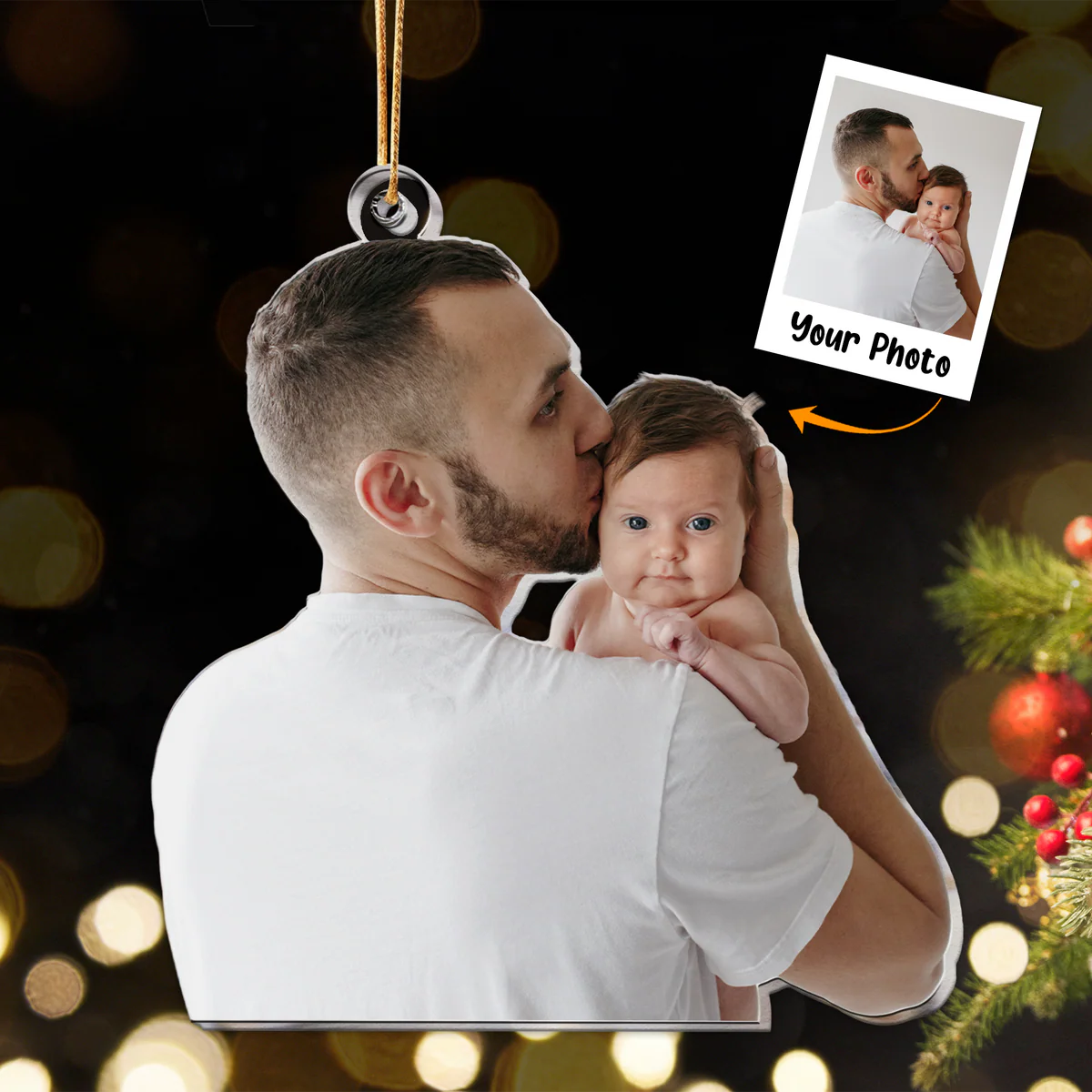 Personalized Acrylic Photo Ornament, Custom Funny Photo Dad & Kid Acrylic Ornament For Christmas, Best Ornament For Christmas, Family - Image 3