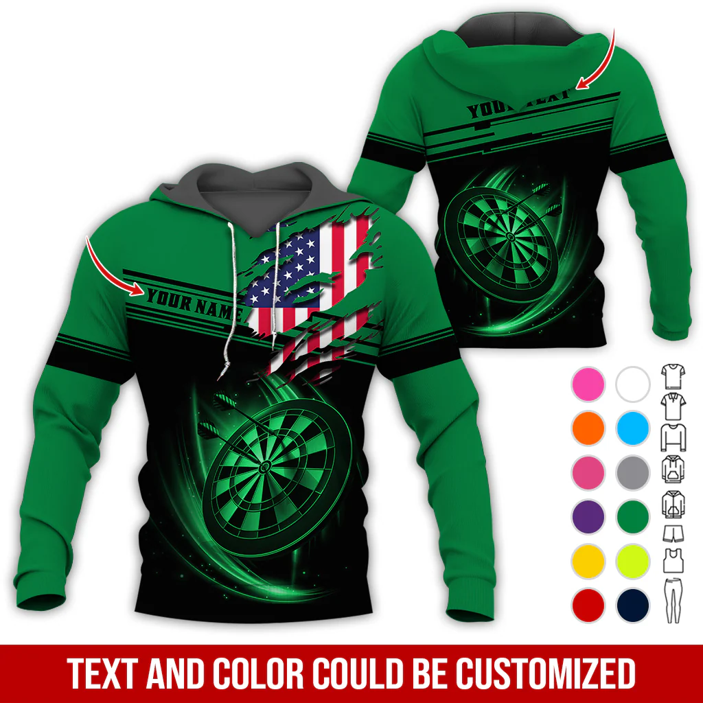 Personalized American Flag Darts Premium Hoodie ,Customized Name & Text Darts Premium Hoodie, Perfect Gift For Darts Lovers, Darts Player - Image 5