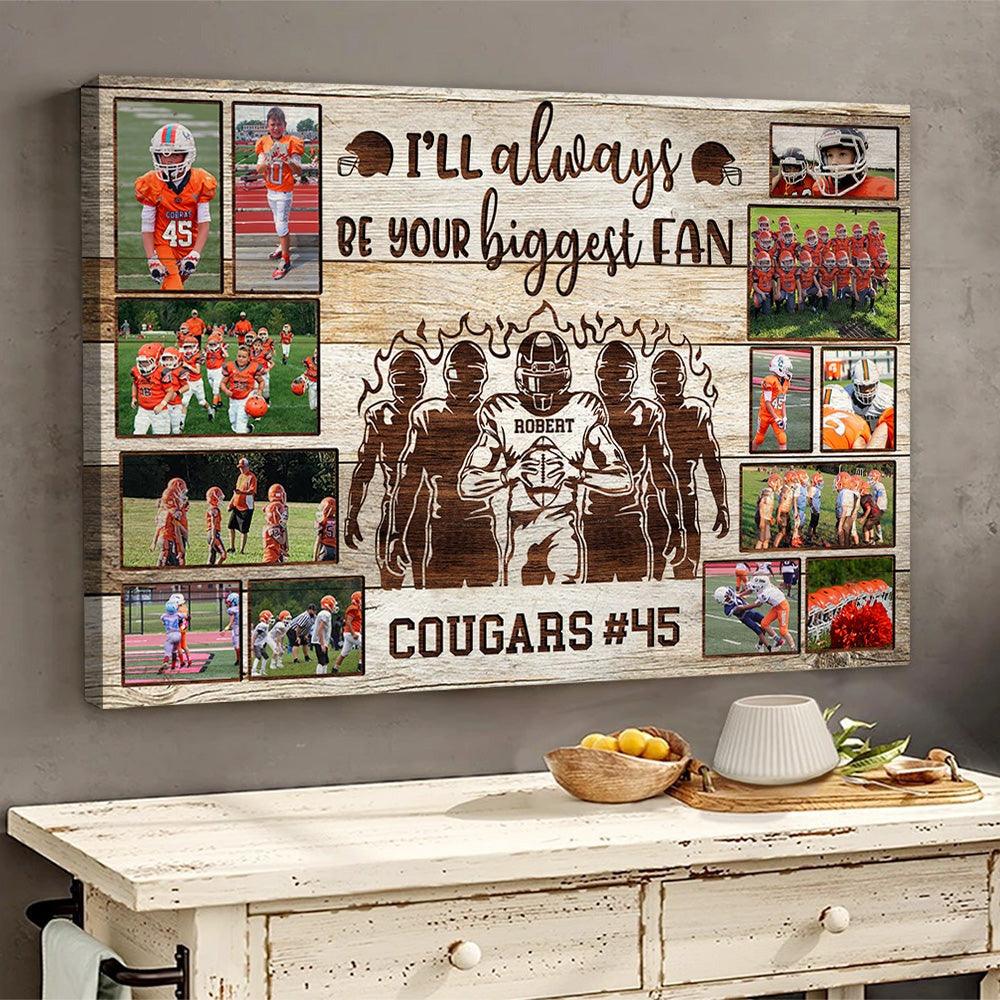 Personalized American Football Player Landscape Canvas - My Heart Is On That Field, Custom Photo, Name, Team Name Canvas For Friend, Family, Football Lover - Image 3
