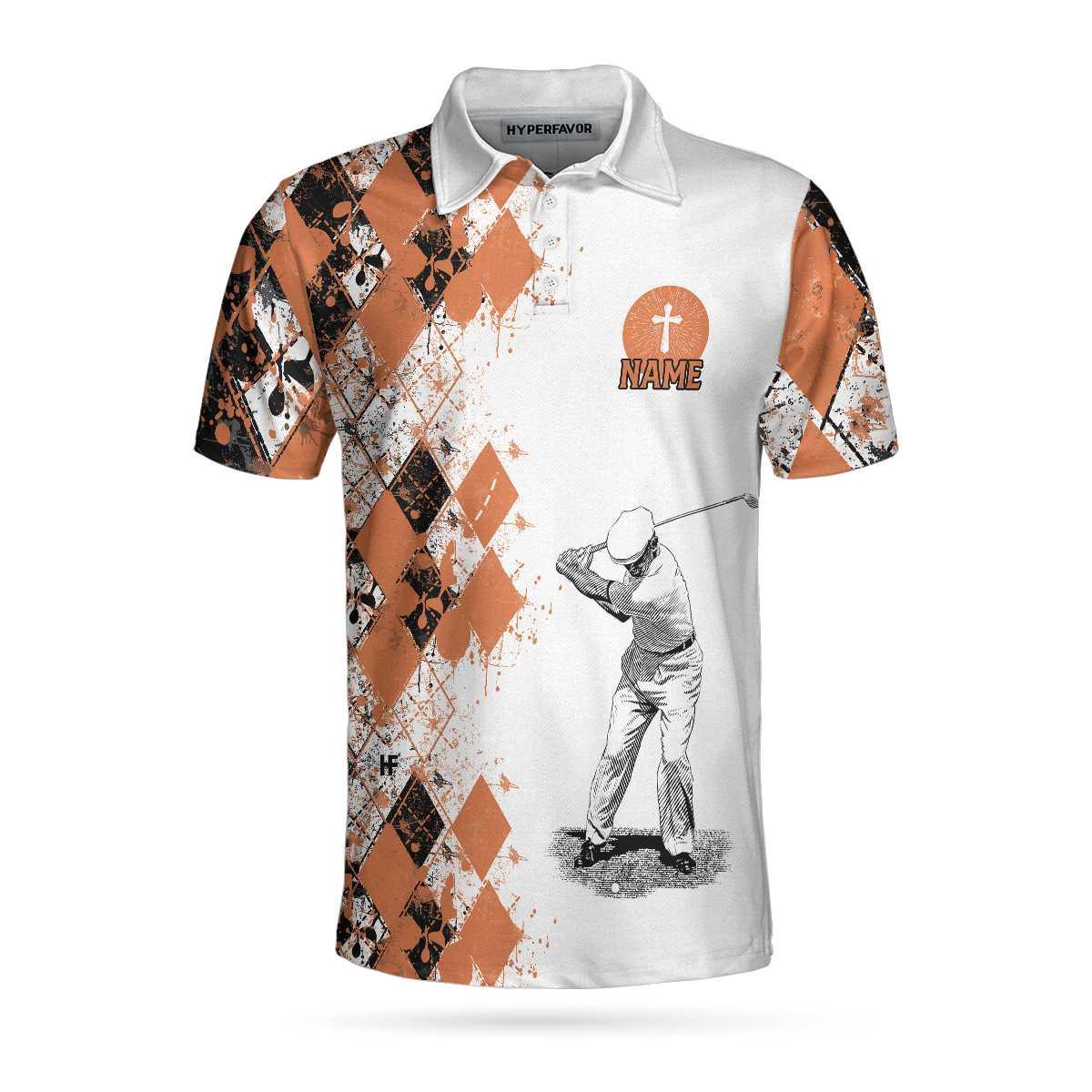 Men Golf Polo Shirt - Personalized Argyle Pattern Golf Men Polo Shirt, Golf I Am A Simple Man Custom Shirt For Male, Unique Male Golf Gift - Image 3