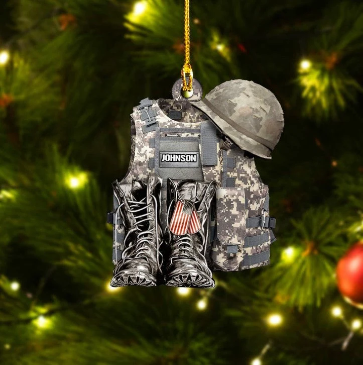 Personalized Army Military Uniform Acrylic Ornament, Custom Name Shape Ornament For Army - Image 2