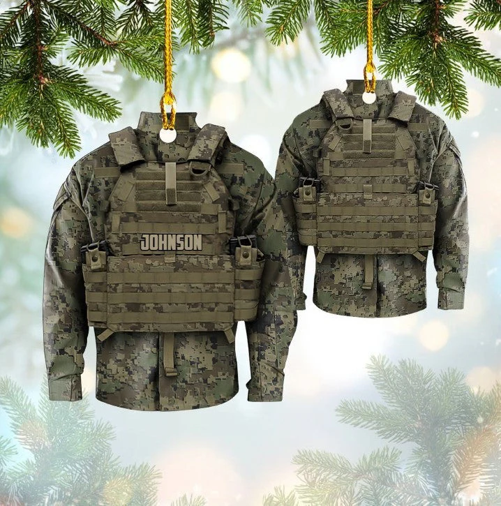 Personalized Army Military Uniform Acrylic Ornament, Custom Name Shape Ornament For Army - Image 3