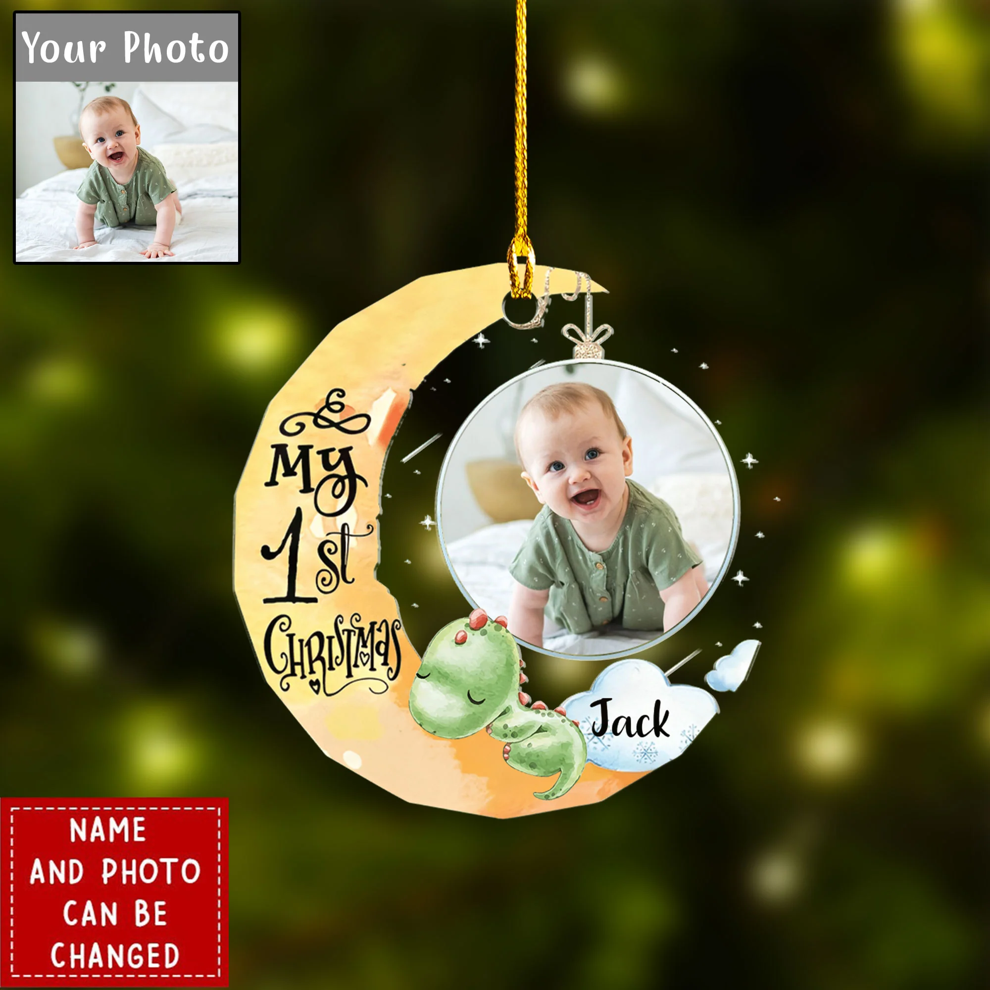 Personalized Baby's First Christmas Custom Photo Acrylic Keychain - Christmas Gift For Baby Kids, Newborn Baby - Image 5
