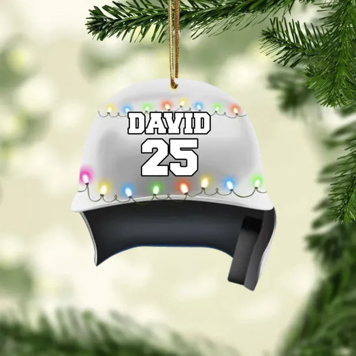 Personalized Baseball Helmet Acrylic Christmas Ornament, Custom Baseball Acrylic Ornament For Baseball Lovers - Image 2