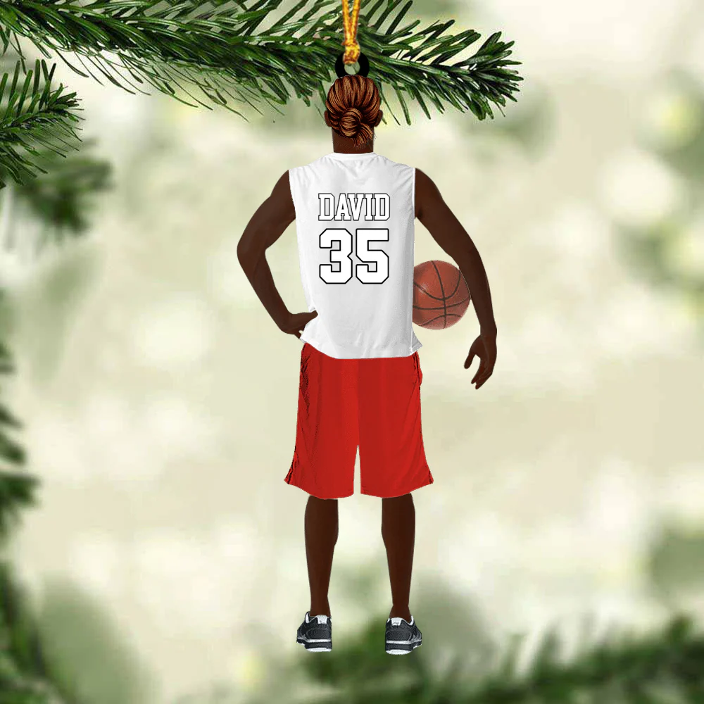 Personalized Basketball Man, Basketball Boy Holding Christmas Acrylic Keychain, Basketball Team Gift For Basketball Lovers - Image 3