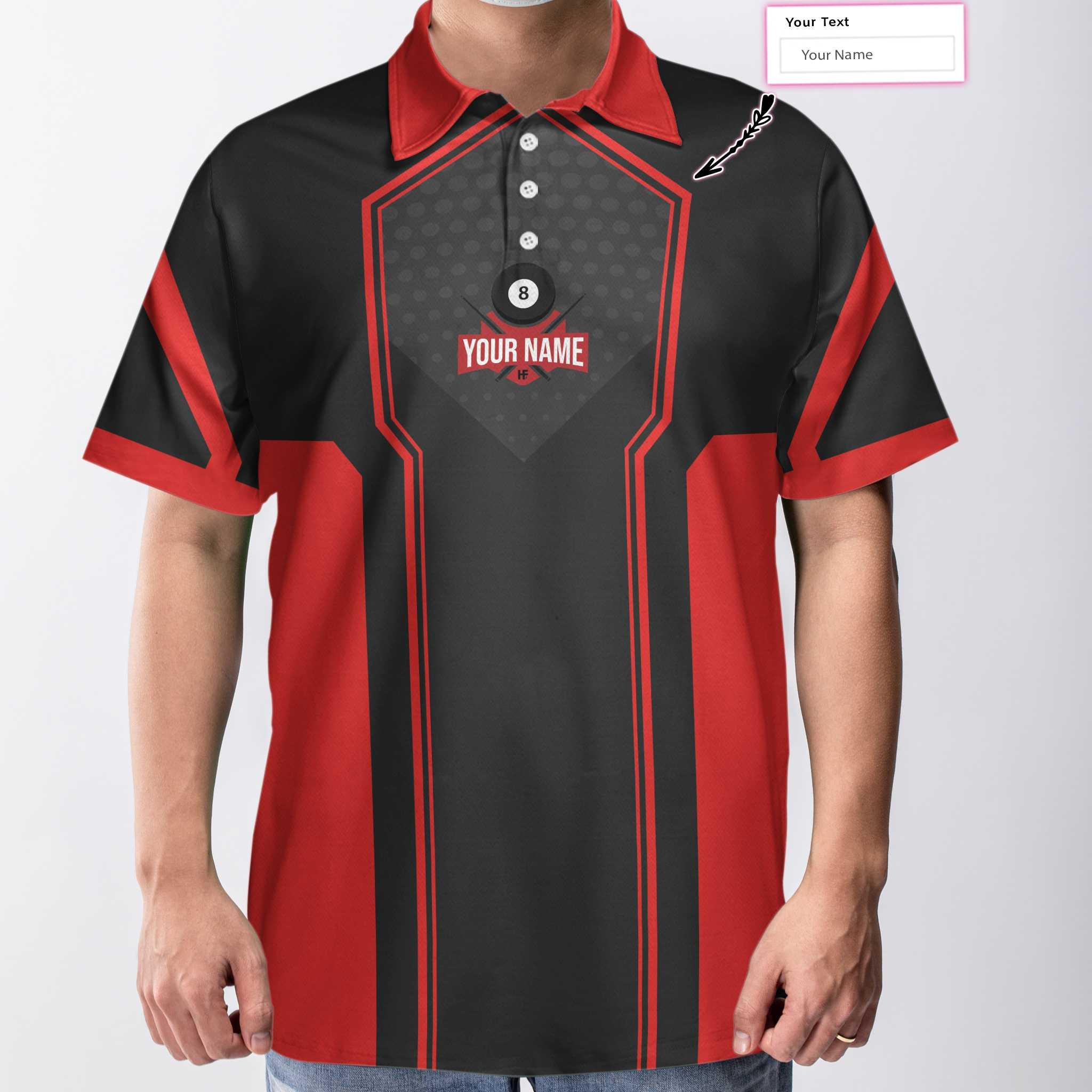 Personalized Billiards In Red Custom Polo Shirt, Personalized Billiards Shirt For Men, Best Gift For Men, Gift For Billiards Lovers - Image 5