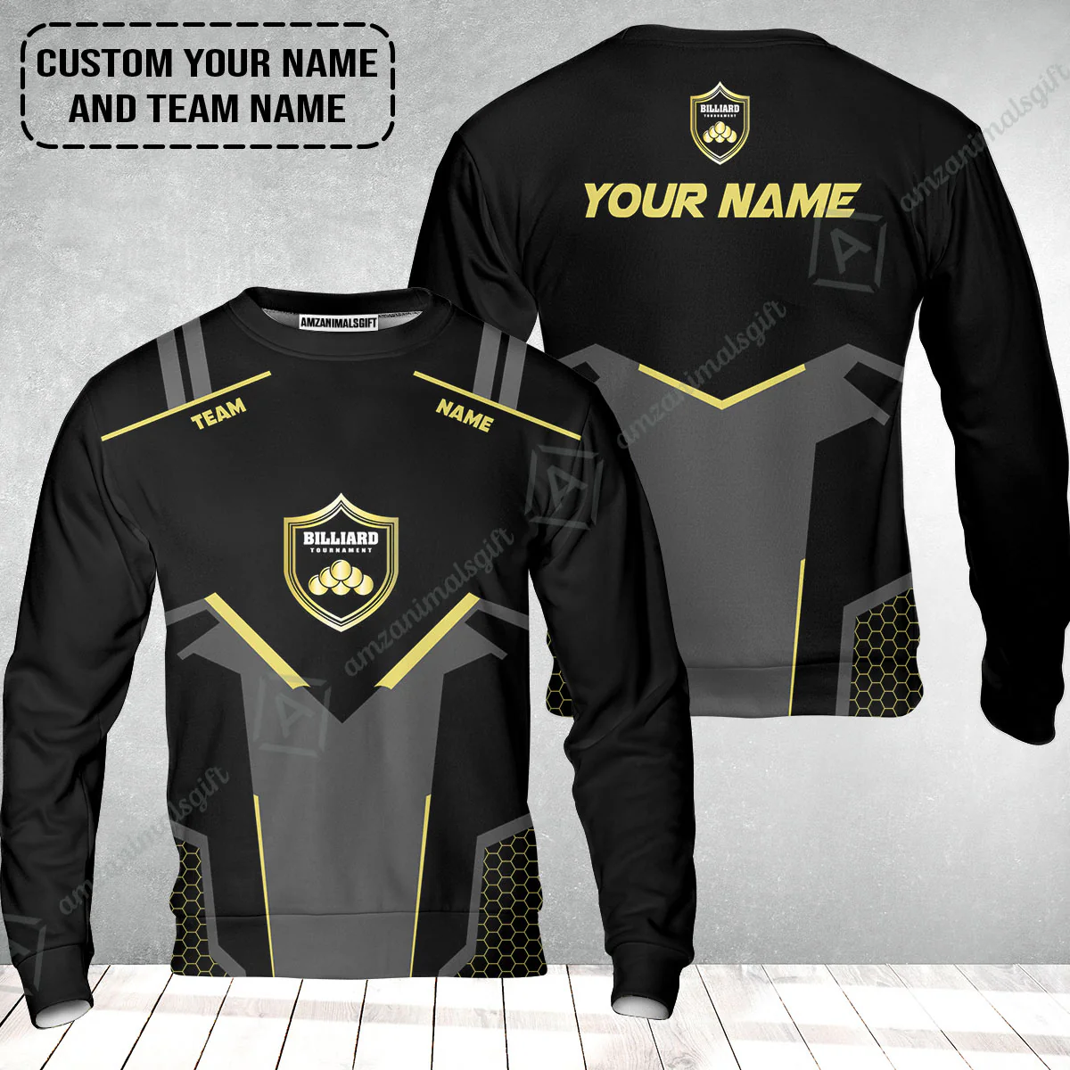 Personalized Billiards Sweatshirt, Golden Team Billiards Team Custom Shirt For Men Sweatshirt - Image 2