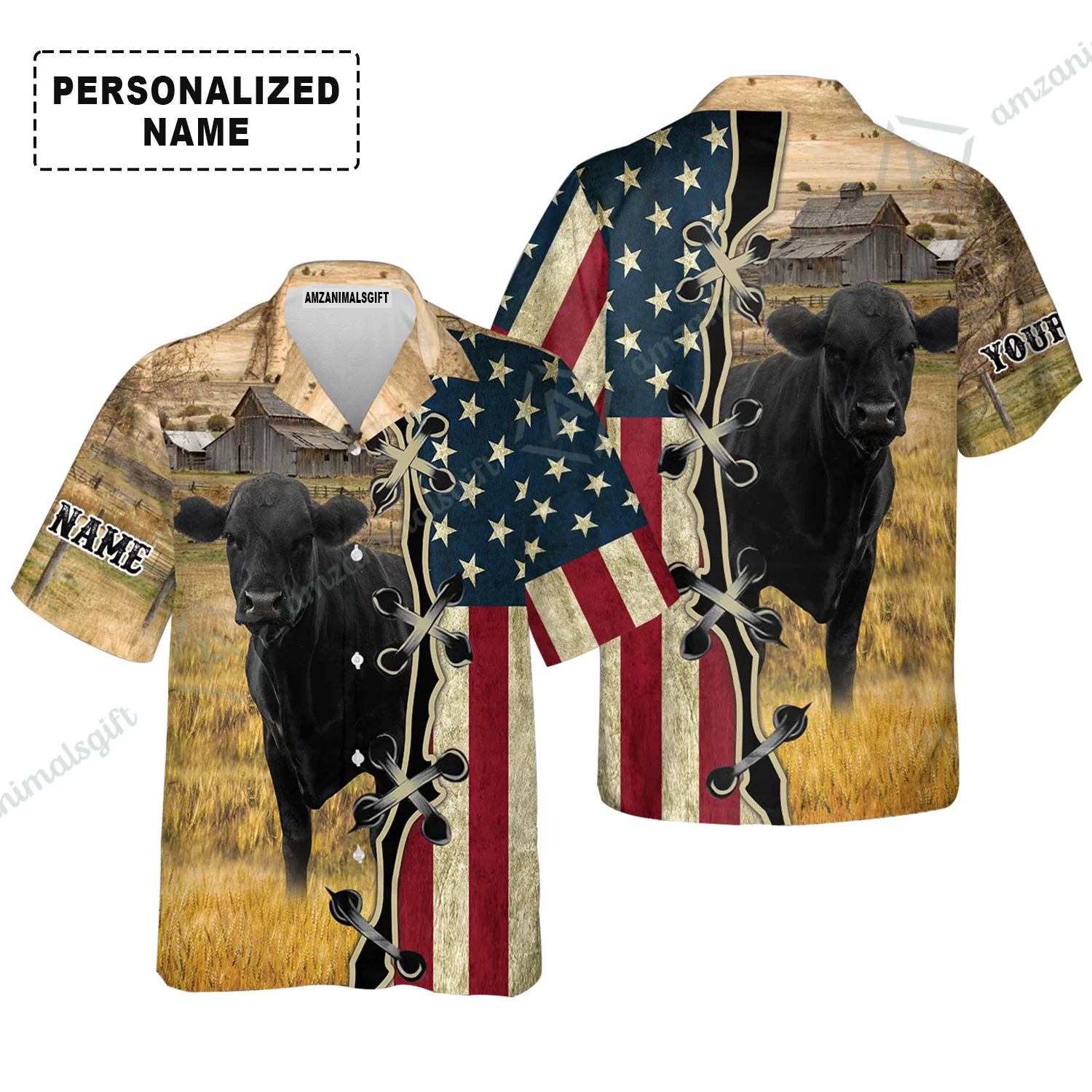 Personalized Black Angus Cattle American Flag T-Shirt, Farm Shirt For Friend, Family, Farmer, Black Angus Lovers - Image 5