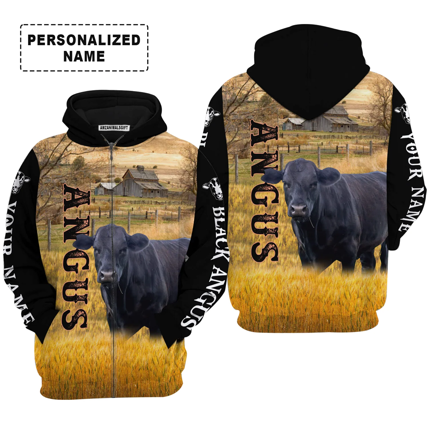 Personalized Black Angus Cattle Hoodie, Angus Cattle On The Farm Hoodie For Friend, Family, Farmer, Black Angus Lovers - Image 4