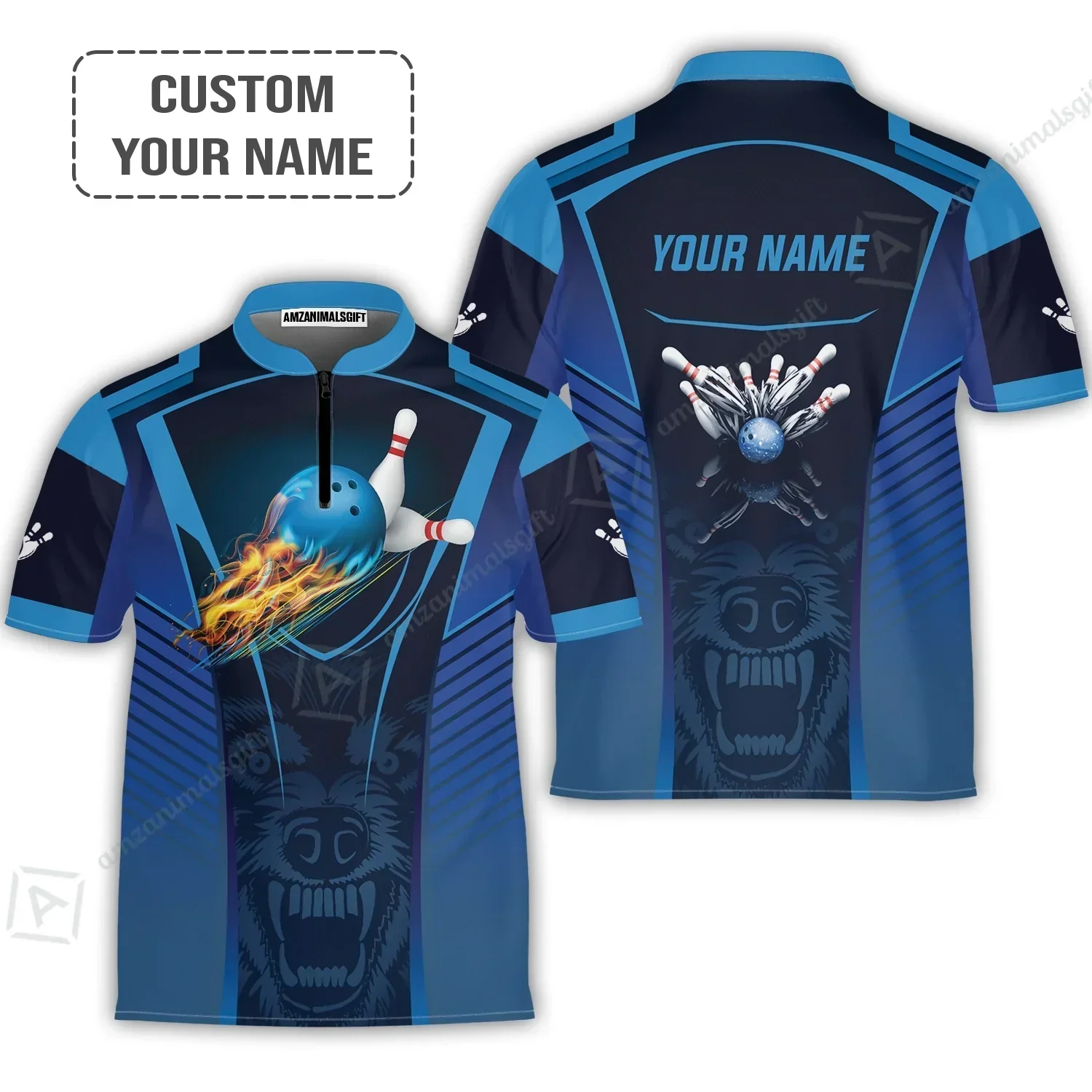 Personalized Bowling Hoodie, The Wolf Blue Bowling Team Customized Shirt For Friend, Family, Bowling Players - Image 4