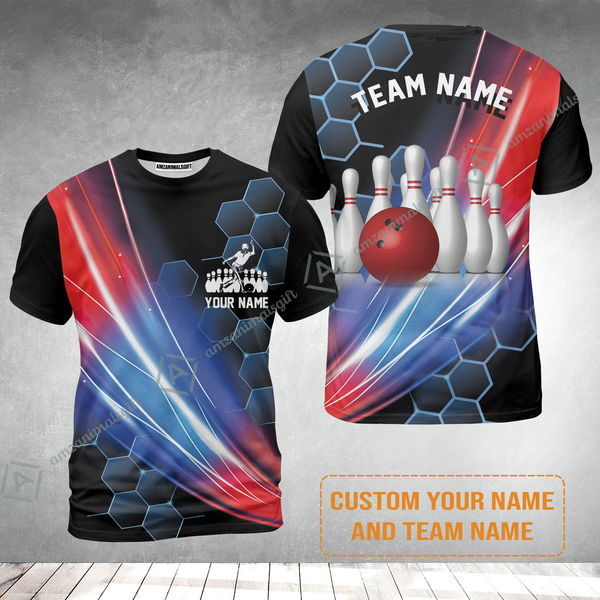 Personalized Bowling Men Long Polo Shirt - Custom Name & Team Name Honeycomb Pattern Bowling Long Polo Shirt For Men & Women Bowling Lover - Image 7