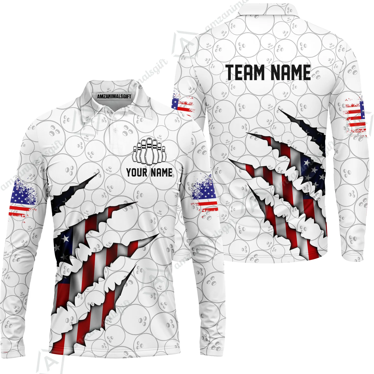 Personalized Bowling Quarter-Zip Jersey Shirt, Bowling American Flag Scratches Shirt For Patriotic Team Men Women Bowlers - Image 10