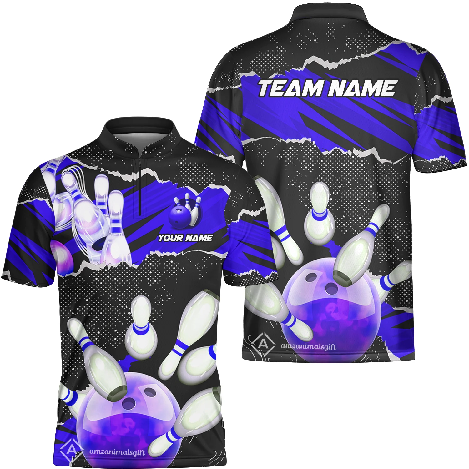 Personalized Bowling Team Jerseys, Bowling Uniforms Ball & Pins Sport Pattern Multicolor Options Custom Name And Team Name - Image 2