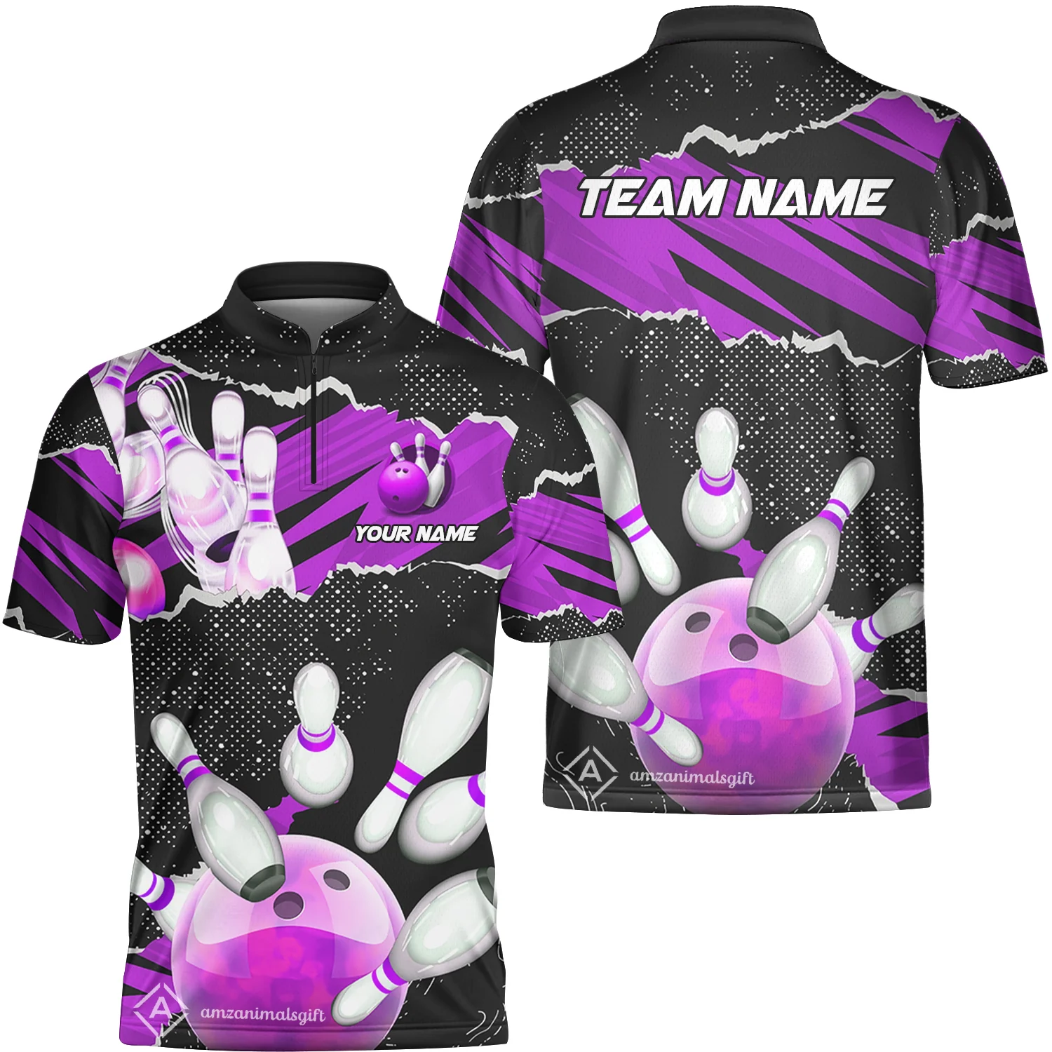 Personalized Bowling Team Jerseys, Bowling Uniforms Ball & Pins Sport Pattern Multicolor Options Custom Name And Team Name - Image 4