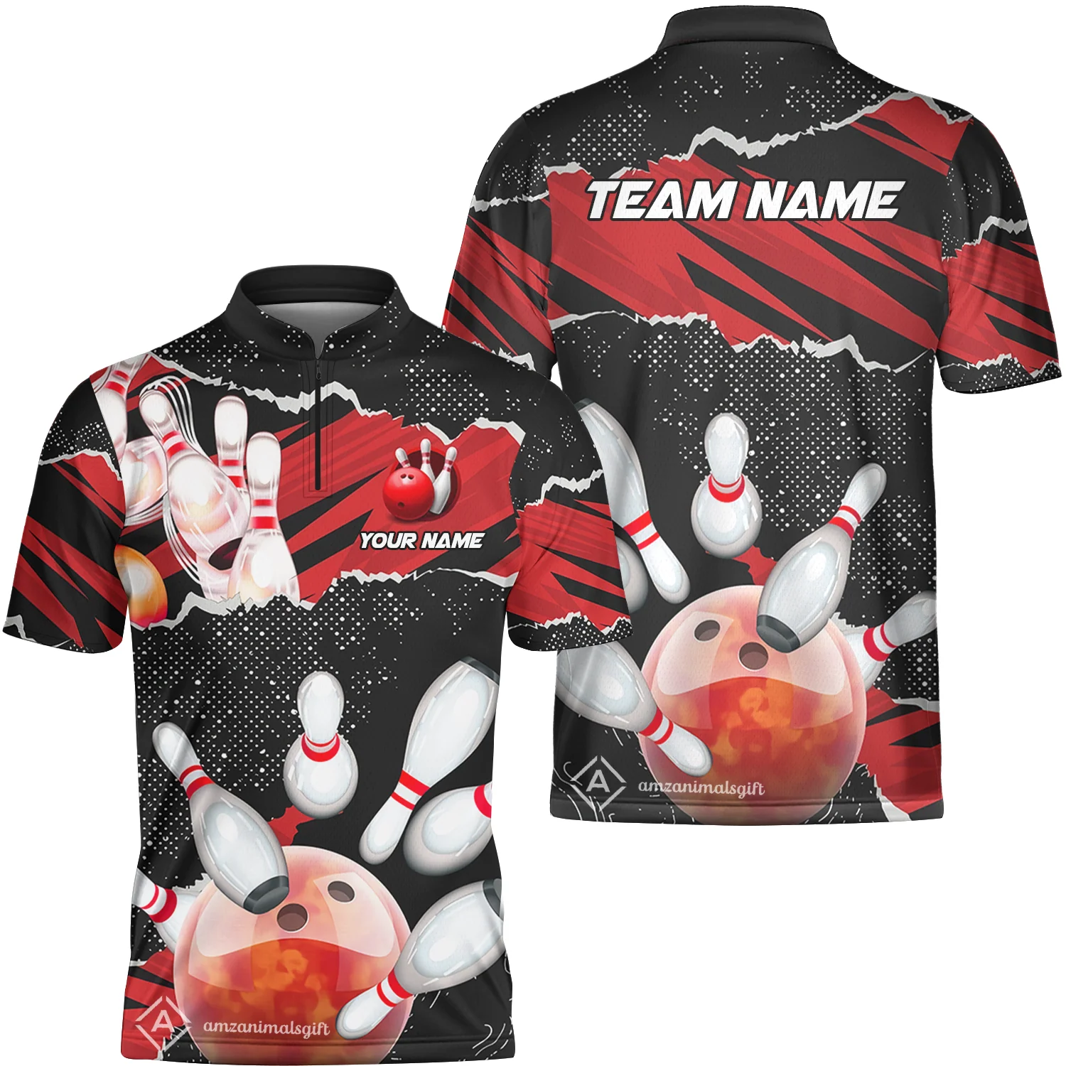Personalized Bowling Team Jerseys, Bowling Uniforms Ball & Pins Sport Pattern Multicolor Options Custom Name And Team Name - Image 5