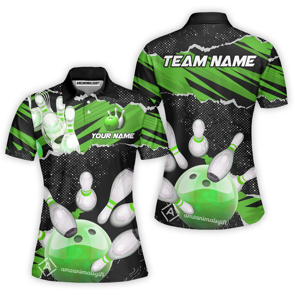 Personalized Bowling Team Women Polo Shirt, Bowling Uniforms Ball & Pins Sport Pattern Custom Name And Team Name - Image 5