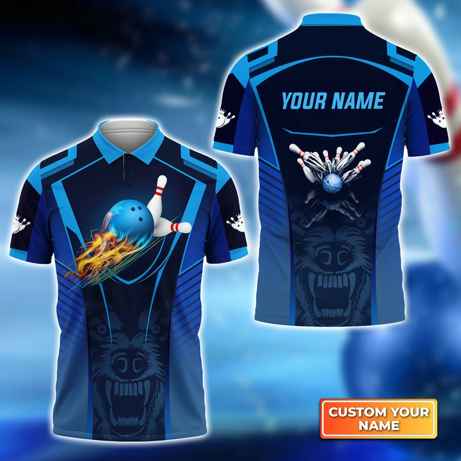 Personalized Bowling Women Polo Shirt, The Wolf Blue Bowling Team Customized Polo Shirt For Friend, Family, Bowling Players - Image 6